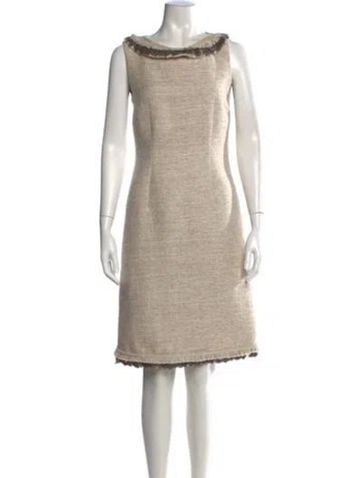 Pre-owned Alberta Ferretti Mohair Knee-length Dress In Neutrals