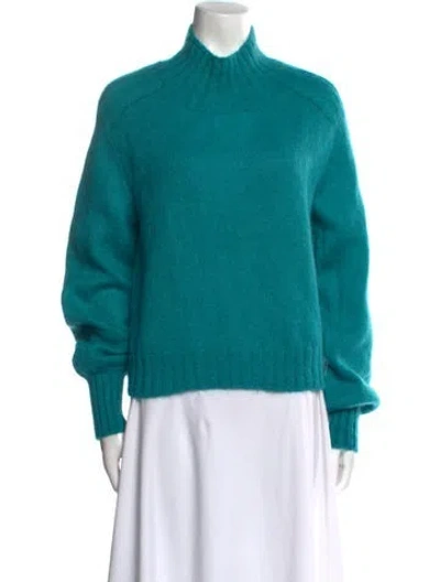 Pre-owned Alberta Ferretti Mohair Mock Neck Sweater In Blue