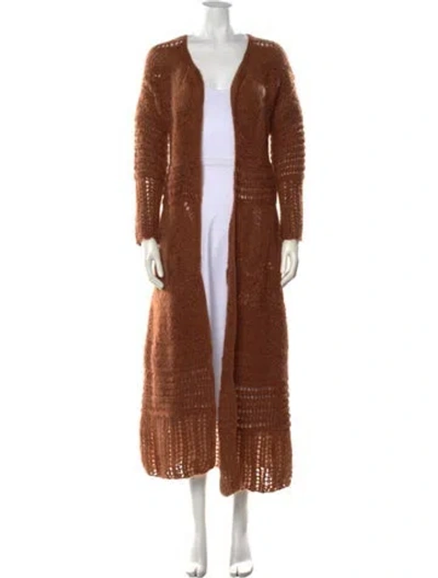Pre-owned Alberta Ferretti Mohair Open Front Sweater W/ Tags In Brown