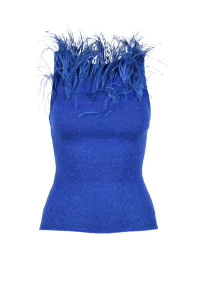 Alberta Ferretti Mohair Sleeveless Knit Top - Blue