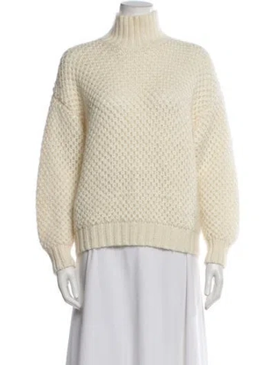 Pre-owned Alberta Ferretti Mohair Turtleneck Sweater In Neutral