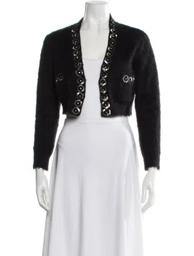 Pre-owned Alberta Ferretti Mohair V-neck Sweater In Black