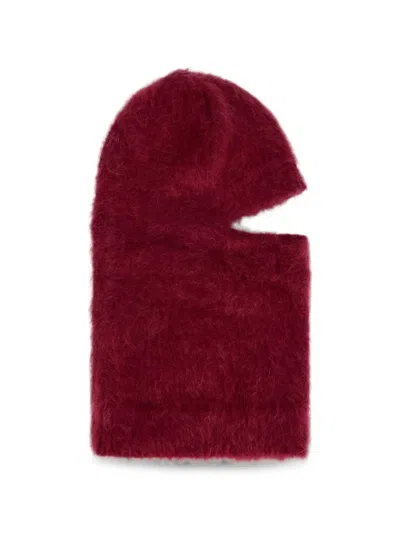 Alberta Ferretti Mohair-blend Knitted Balaclava In Red
