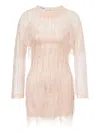Alberta Ferretti High Neckline Lace Detailing Sequin Embellishments Dress In Multi