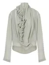 Alberta Ferretti Ruffled Crepe Blouse In Multi