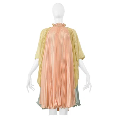 Pre-owned Alberta Ferretti Multicolor Pastel Pleated Goddess Dress With Cord In Sand
