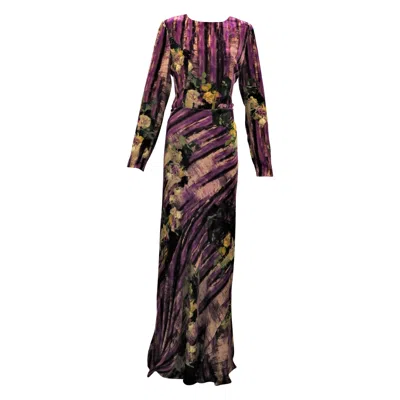 Pre-owned Alberta Ferretti Multicoloured Viscose Long Dress Nwot In Black