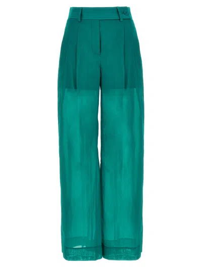 Alberta Ferretti Muslin Pants In Green