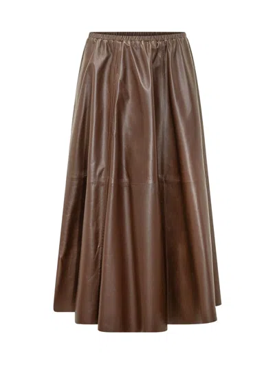 Alberta Ferretti Nappa Leather-style Mini Skirt In Brown
