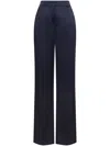 Alberta Ferretti Satin Finish Silk-blend Trousers In Navy Blue