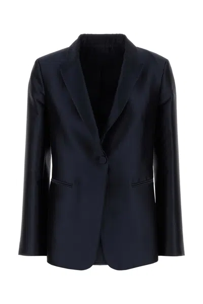 ALBERTA FERRETTI ALBERTA FERRETTI NAVY BLUE SATIN BLAZER
