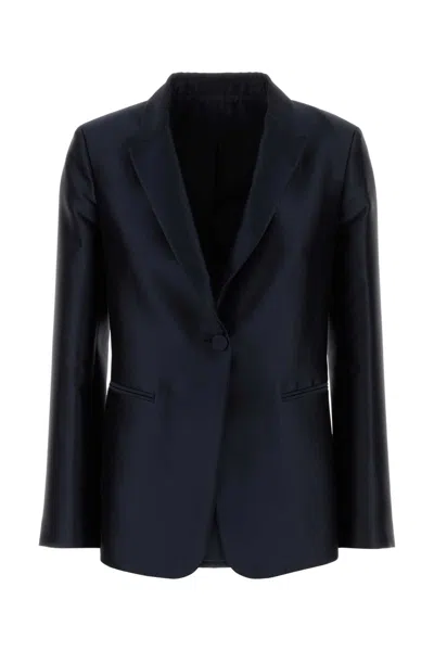 ALBERTA FERRETTI NAVY BLUE SATIN BLAZER