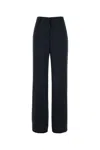 Alberta Ferretti Black Pants With High Waist And Belt Loops In Silk Blend Woman In Blue