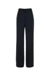 Alberta Ferretti Alberta Ferreti Navy Blue Satin Wide-leg Pant In Black