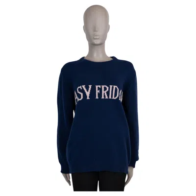 Pre-owned Alberta Ferretti Navy Blue Wool Cashmere Easy Fridays Sweater 40 S