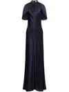 Alberta Ferretti Satin Dress In Blue