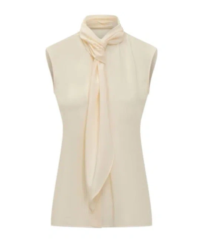 Alberta Ferretti Neck-tie Sleeveless Shirt In Brown