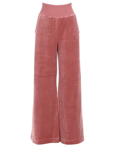 Alberta Ferretti Neutrals Wide-leg Velvet Cotton-blend Pants In Pink