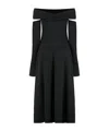 Alberta Ferretti Slightly Stretch Cady Midi Dress With Off-the-shoulder Neckline In Black