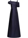 Alberta Ferretti Silk-blend Long Gown In Blue