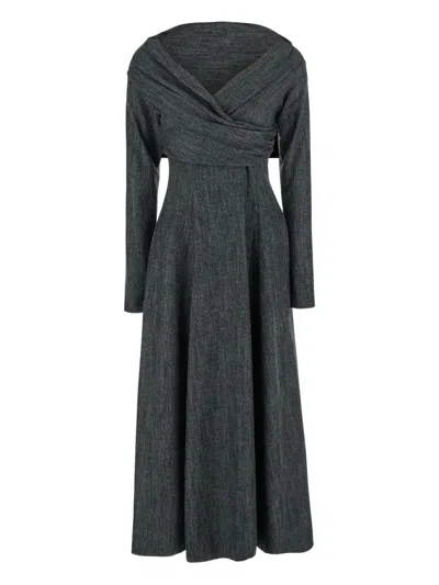 ALBERTA FERRETTI OFF-SHOULDER WRAP MAXI DRESS