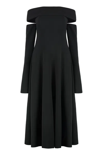 ALBERTA FERRETTI OFF-THE-SHOULDER BLACK DRESS