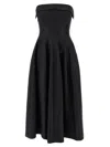 Alberta Ferretti Shoulder-baring Dress With Fitted Bodice And Flared Skirt In Black
