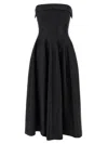 Alberta Ferretti Shoulder-baring Dress With Fitted Bodice And Flared Skirt In Black