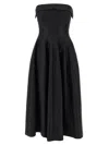 Alberta Ferretti Shoulder-baring Dress With Fitted Bodice And Flared Skirt In Black