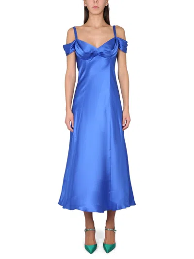 Alberta Ferretti Alberta Ferreti Off-the-shoulder Dress In Blue