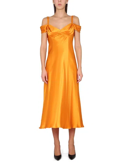 Alberta Ferretti Off-the-shoulder Dress In Orange