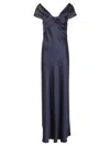 Alberta Ferretti Off-the-shoulder Evening Gown With Draped Bodice In Blue