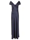 Alberta Ferretti Off-the-shoulder Evening Gown With Draped Bodice In Gray