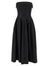 Alberta Ferretti Shoulder-baring Dress With Fitted Bodice And Flared Skirt In Black