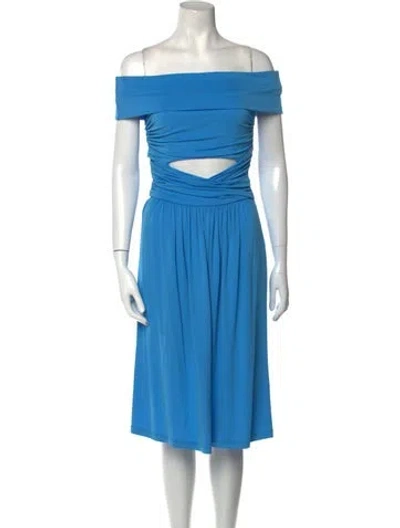 Pre-owned Alberta Ferretti Off-the-shoulder Knee-length Dress In Blue