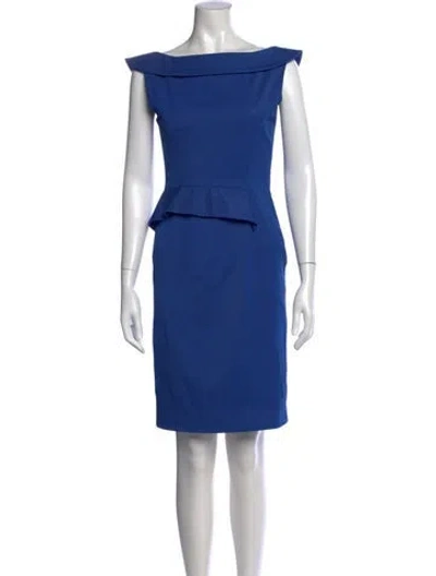 Pre-owned Alberta Ferretti Off-the-shoulder Knee-length Dress In Blue