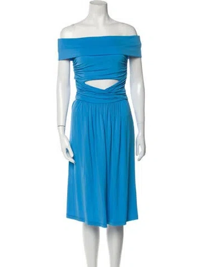Pre-owned Alberta Ferretti Off-the-shoulder Midi Length Dress In Blue