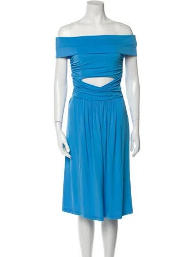 Pre-owned Alberta Ferretti Off-the-shoulder Midi Length Dress In Blue