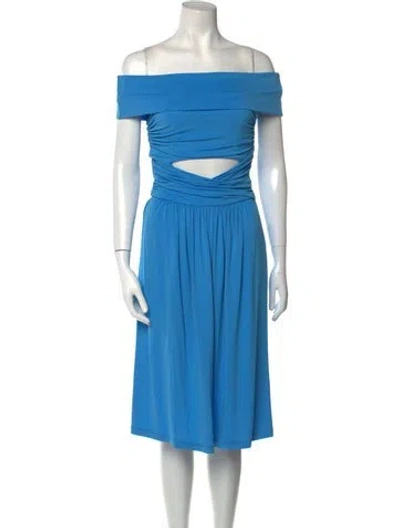 Pre-owned Alberta Ferretti Off-the-shoulder Midi Length Dress In Blue