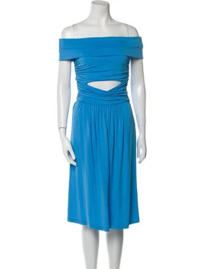 Pre-owned Alberta Ferretti Off-the-shoulder Midi Length Dress In Blue