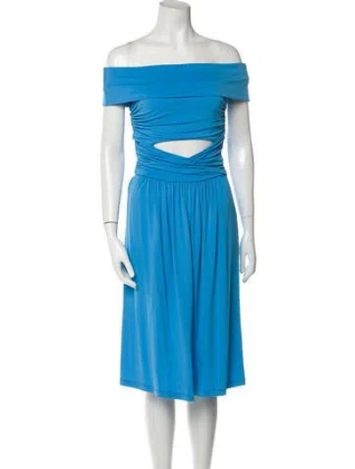Pre-owned Alberta Ferretti Off-the-shoulder Midi Length Dress In Blue