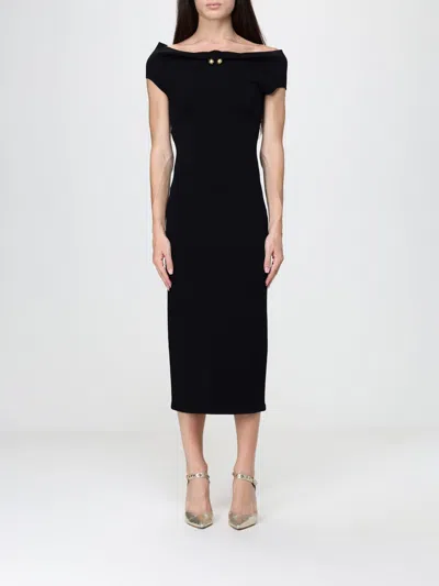 Alberta Ferretti Off-the-shoulder Midi Sheath Dress With Back Slit In Black