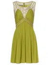 Alberta Ferretti Olive Green Short Dress In Green