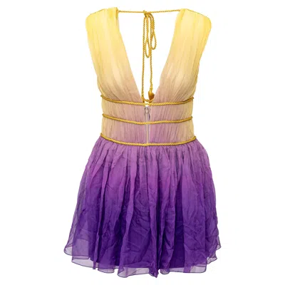 Pre-owned Alberta Ferretti Ombré Mini Dress With Rope Details - '10s In Purple
