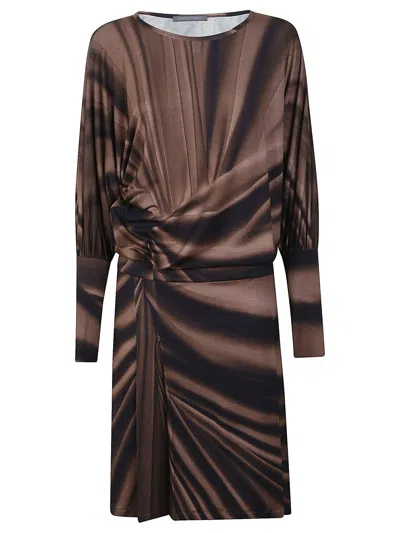 Alberta Ferretti Ombre-printed Crewneck Dress In Brown