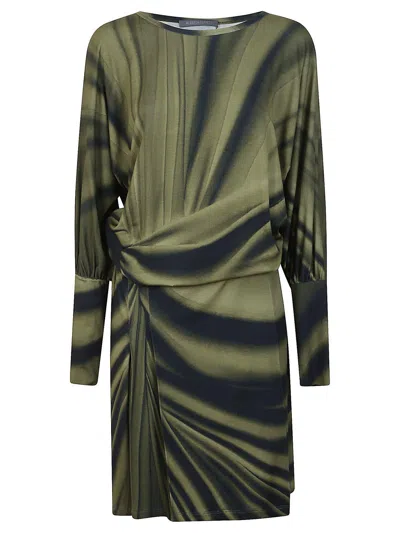 Alberta Ferretti Ombre-printed Crewneck Dress In Green