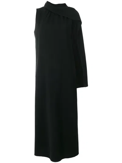 Alberta Ferretti Kleid Mit Einseitigem Cape In Black