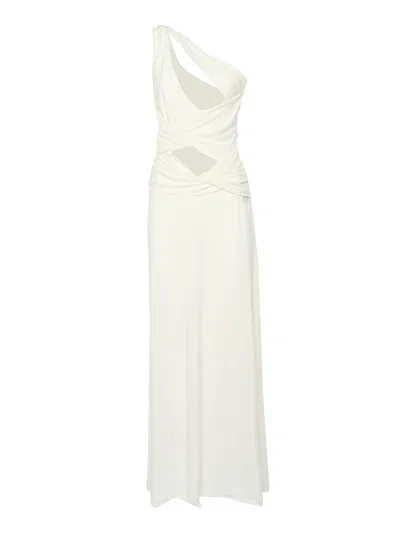 Alberta Ferretti One Shoulder Dress In Bianco