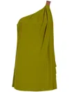 Alberta Ferretti One Shoulder Draped Detail Dress In Green