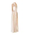 Alberta Ferretti Glossy Velvet One-shoulder Dress With Extra Fabric In Neutral